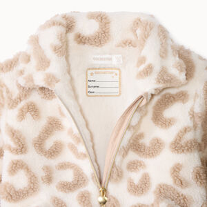 Sherpajas met schapenvacht-effect en bruine luipaardprint meisjes 