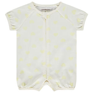 Combinaison courte imprimée cœurs jaunes pour bébé fille  
