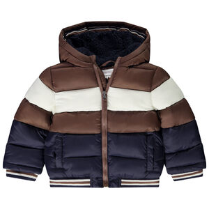 Donsjas met colour block effect en sherpa voering voor baby jongen 