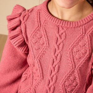 Robe manches longues volantées en tricot pour fille 