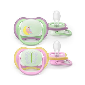 Lot de 2 sucettes silicone 6-18M Ultra Air nuit décorées 