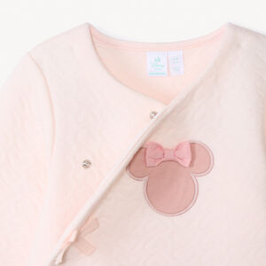 Lange effen roze jumpsuit met geborduurde Minnie Disney patch voor babymeisje 