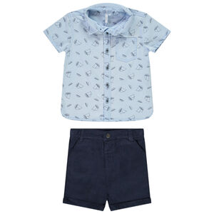 Set overhemd met bootjesprint en bermuda van stof voor baby jongen 