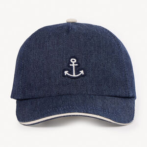 Denim pet met marine ankerborduring voor babyjongen 