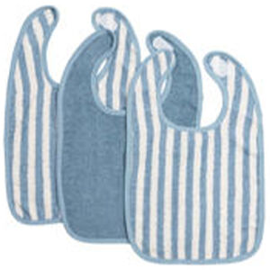 Lot de 3 bavoirs velcro éponge - Fat Stripe Jeans Blue 