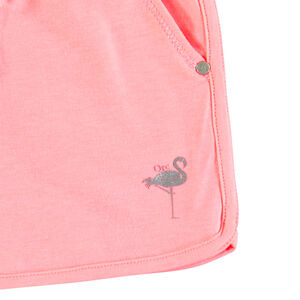 Korte jersey short met flamingo print en folie voor meisjes 