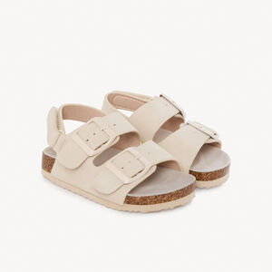 Dubbele gespsandalen met roze klittenband voor meisjes 