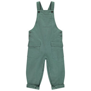 Lange effen salopette met zakken voor baby jongen 