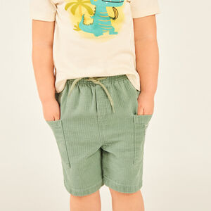 Textured cotton bermuda shorts for baby boy 