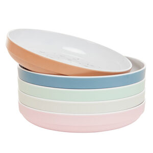 Tweekleurig melaminebord met groen hartjespatroon, geschikt voor vaatwasser, vanaf 6 maanden 