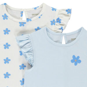 Lot de 2 t-shirts manches courtes fleurs plates pour bébé fille 