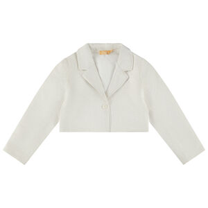 Korte blazerjas in jacquard en lurex voor meisjes 