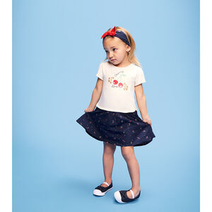 Robe bi-matière effet 2 en 1 motif cerises pour bébé fille 