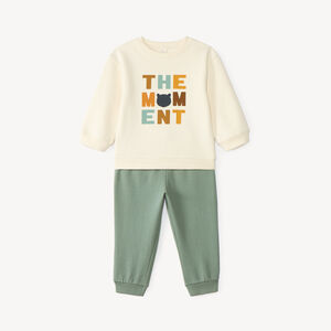 Joggingset voor babyjongens van fleecemateriaal met een fantasieprint 