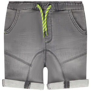 Bermuda in effen denim met contrasterend trekkoord voor babyjongen 