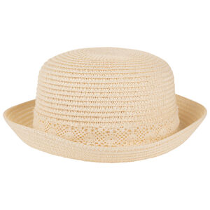 Chapeau tressé avec nœud en broderie anglaise pour bébé fille 