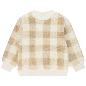 Sweatshirt van sherpa met vichyruit voor jongens 