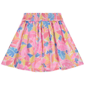 Rok in flonkerige voile met bloemenprint meisjes 