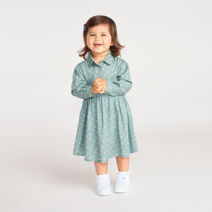 Jurk voor babymeisjes met lange mouwen en een kraag. 