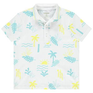 Poloshirt met korte mouwen in fantasieprint voor jongen 