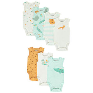 Lot de 7 bodies sans manches motifs jungle pour bébé garçon 