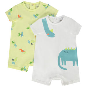 Set van 2 korte jumpsuits met dinosauruspatroon voor baby jongen 