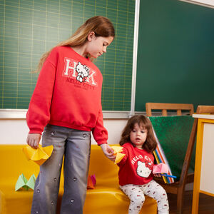 Sweat fille oversize en molleton broderie Hello Kitty 
