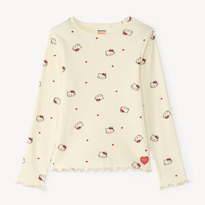 T-shirt côtelé fille à manches longues Hello Kitty 