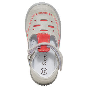 Salomés en cuir avec surpiqûres contrastées 