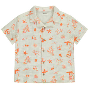 Chemise manches courtes en tetra imprimé vacances pour garçon 