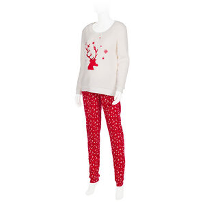 Pyjama voor tijdens de zwangerschap in sherpa en molton borduursel 