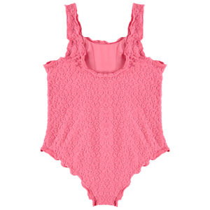Maillot de bain 1 pièce uni avec motif animalier en relief fille 