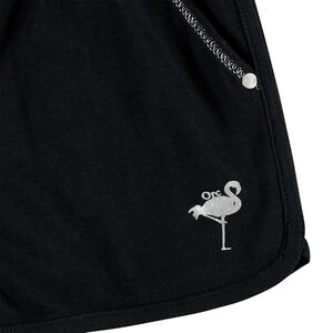 Korte jersey short met flamingo print en folie voor meisjes 