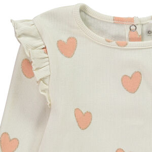 T-shirt manches longues volantée en maille côte fantaisie pour bébé fille 