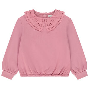 Sweat avec col claudine en broderie anglaise pour fille 