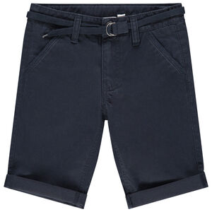 Bermuda en coton uni avec ceinture ajustable 