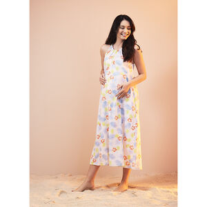 Robe longue imprimé exotique pour femme 