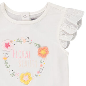 Korte mouwen met volant en print voor baby meisje 