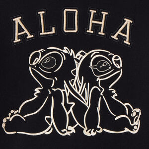 Sweatshirt in fleece Stitch & Angel Disney voor meisjes zwart met 3D borduursel Aloha en Lilo & Stitch print 