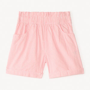 Short paperbag en toile rayée pour fille 