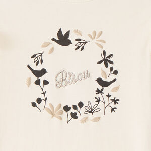 T-shirt met lange mouwen, ruches en print voor babymeisje 