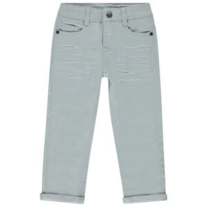 Slim fit unicolore crinkle broek voor jongens 