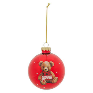 Rode Kerstbal Beer Mon Premier Noël 8 cm 
