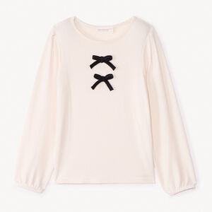 T-shirt manches longues bouffantes à nœuds pour fille 