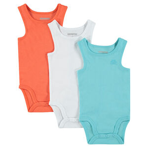 Lot de 3 bodies sans manches en coton pour bébé garçon à logo printé 