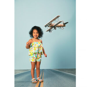 Combinaison courte imprimé tropical pour bébé fille 