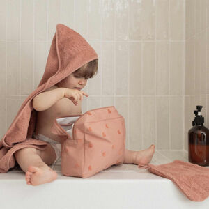 Badcape + washandje "Mini Nous" 70x70cm Terracotta 