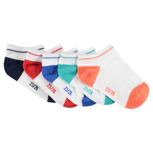 Lot de 5 paire de chaussettes courtes avec bout et talon contrastés pour garçon 