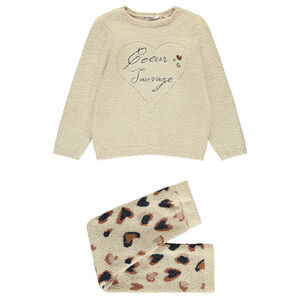 Pyjama 2 pièces en tricot fantaisie avec broderie fille 