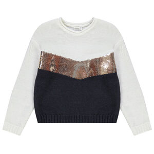Trui in gebreid colour block effect met pailletten voor meisjes 